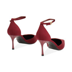 Décolleté open shank bordeaux in tessuto con tacco 7,5 cm, Primadonna, 262178010LYBORD038, 004 preview