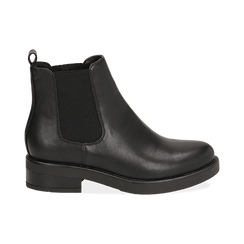 Chelsea boots neri in eco-pelle, tacco 4 cm , Scarpe, 140692012EPNERO036, 001 preview