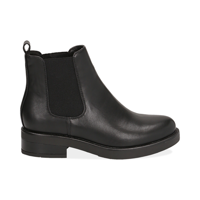 Chelsea boots neri in eco-pelle, tacco 4 cm , Scarpe, 140692012EPNERO036