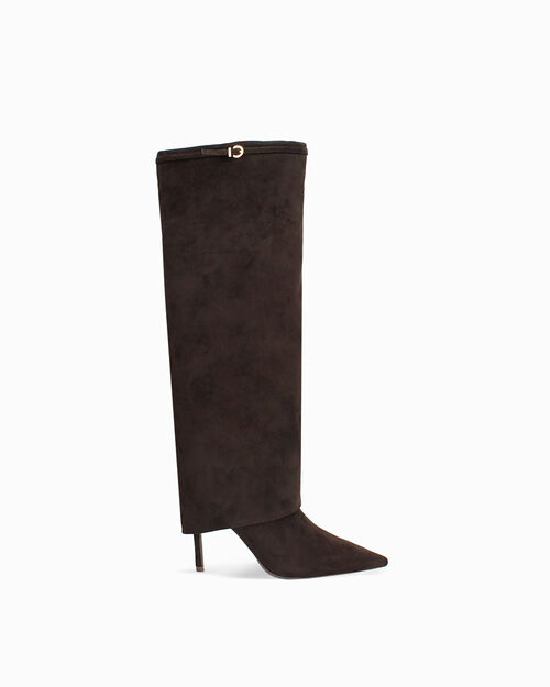 Botas marr&oacute;n oscuro con tac&oacute;n 9,8 cm, DK BROWN