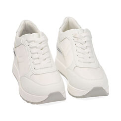 Sneakers bianche, zeppa 6 cm, Primadonna, 212855014EPBIAN035, 002 preview