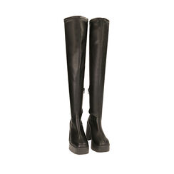 Botas gruesas por encima de la rodilla negras, tacón de 10,5 cm, Primadonna, 20F999018EPNERO035, 002a