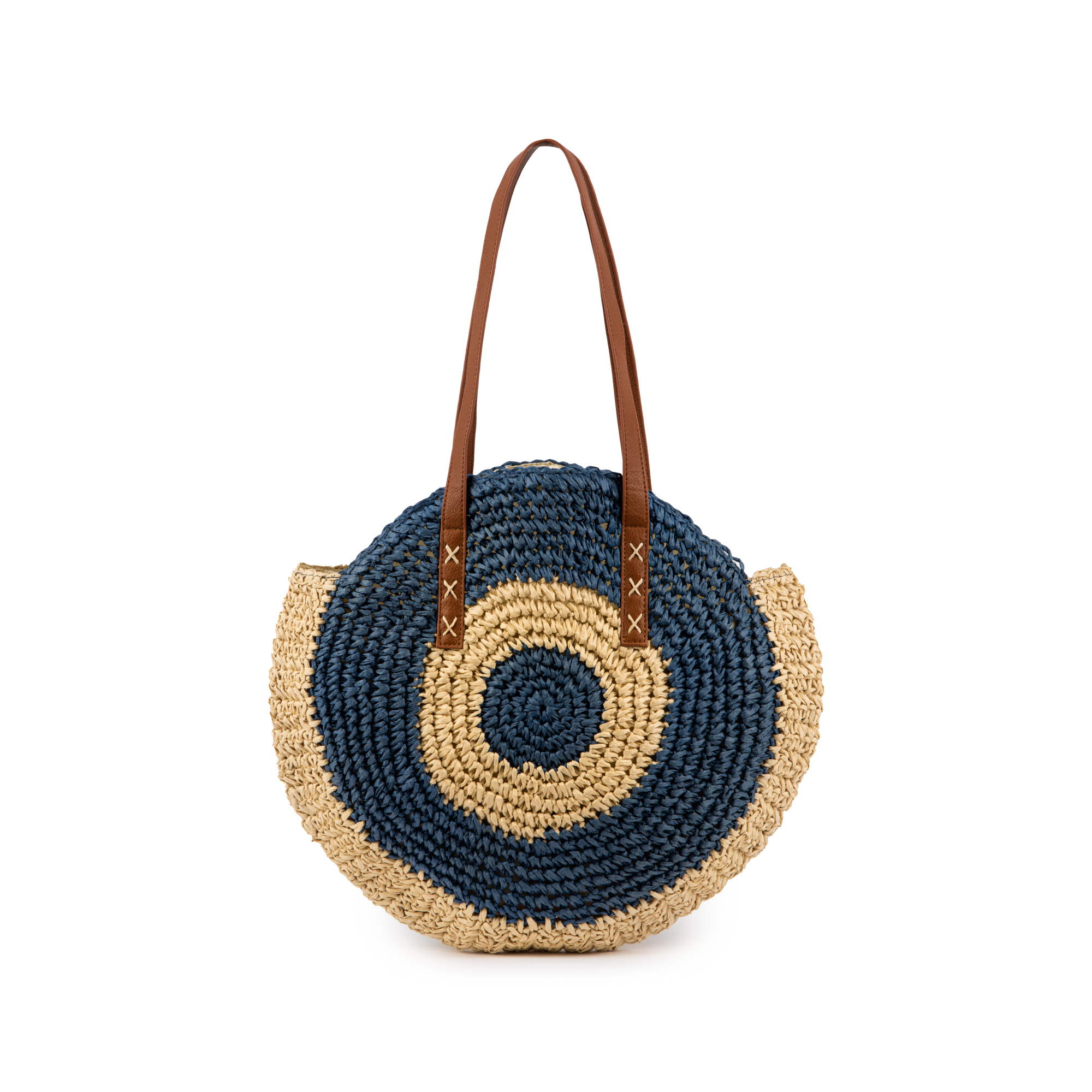 Borsa tonda blu in paglia | Primadonna Collection