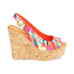 Zeppe donna multicolor arancio in raso, Primadonna, 254907982RSMUAR035, 001 preview