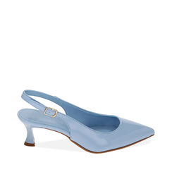 Décolleté slingback celesti in vernice, tacco 5,5 cm, Primadonna, 21M807681VECELE036, 001a