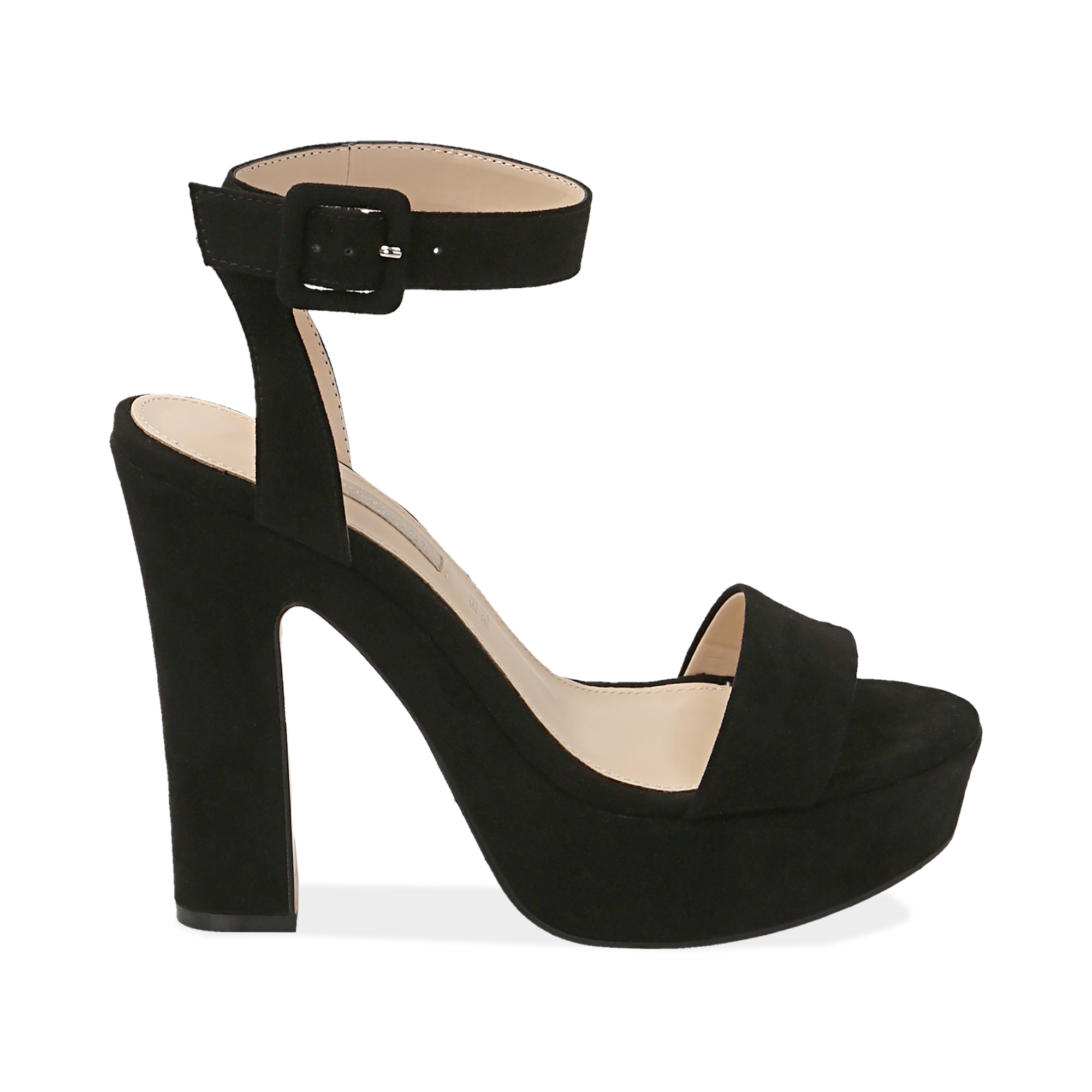 Sandalias en microfibra color negro, tacón 12,50 cm | Primadonna Collection