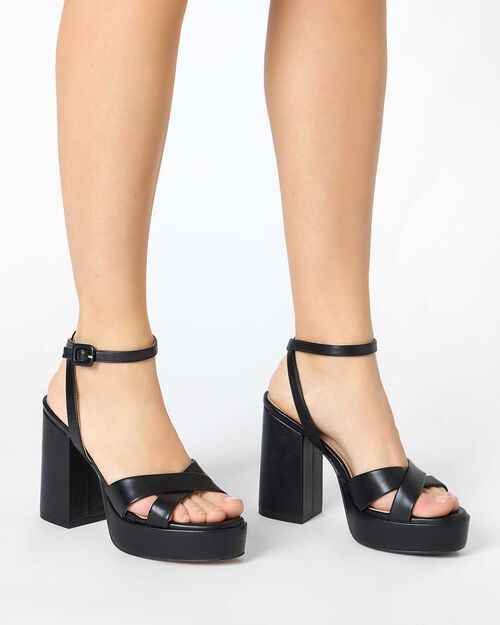 CHAUSSURES POUR FEMMES SANDALE SYNTHETIQ, BLACK