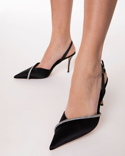 Zapato destalonado negro tac&oacute;n 8,4 cm, BLACK