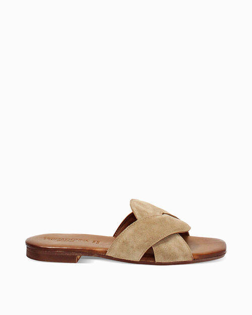 Sandali bassi donna taupe in camoscio, TAUPE