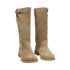 Stivali biker in camoscio beige, Primadonna, 271075009CMBEIG036, 002 preview