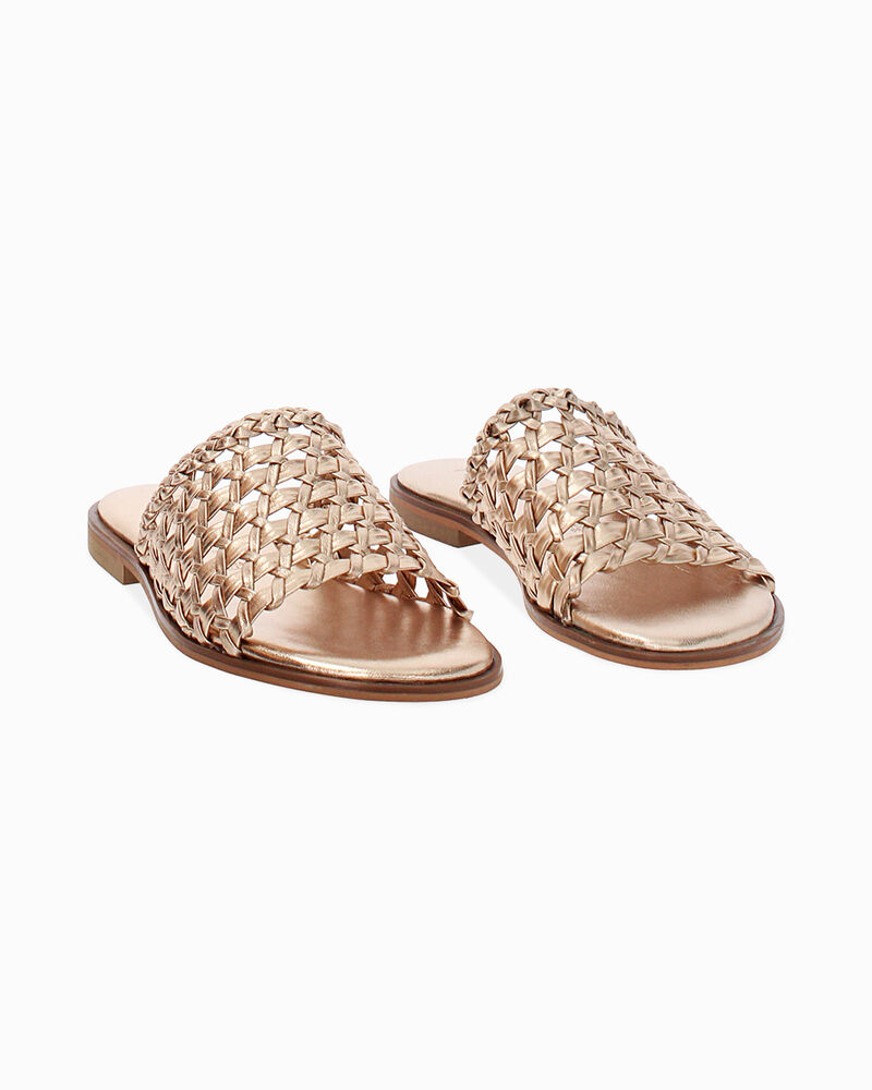 Sandali bassi donna oro in pelle intrecciata image number null