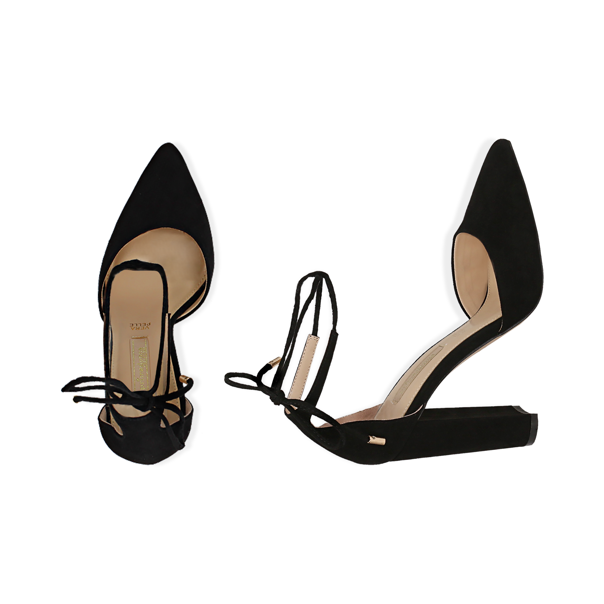 Décolleté lace-up nere in microfibra, tacco 10,50 cm | Primadonna Collection