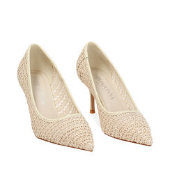Décolleté donna panna in raffia, tacco 7 cm, Primadonna, 25M500206RFPANN036, 002a