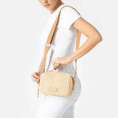 Mini sac beige pour femme en raphia, Primadonna, 255700531RFBEIGUNI, 002 preview