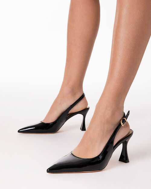 Zapato destalonado negro tac&oacute;n 7,5 cm, BLACK