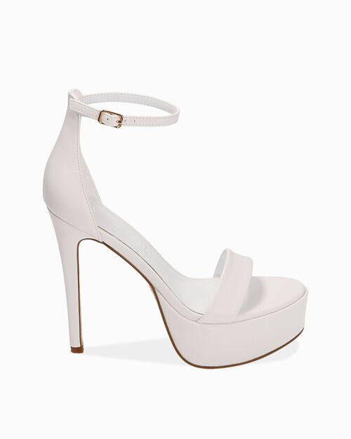 Sandali bianchi con plateau, tacco 13 cm