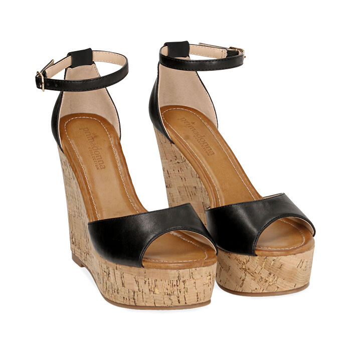 Sandali neri , zeppa 12 cm | Primadonna Collection