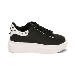 Sneakers nere con borchie, suola 4,5 cm, Primadonna, 222621101EPNERO035, 001 preview