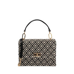 Mini bag donna nera-panna in raffia, Primadonna, 255125664RFNEPAUNI, 001a