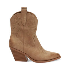 Tronchetti texani taupe tacco 6,5 cm, Scarpe, 273079111MFTAUP035, 001 preview