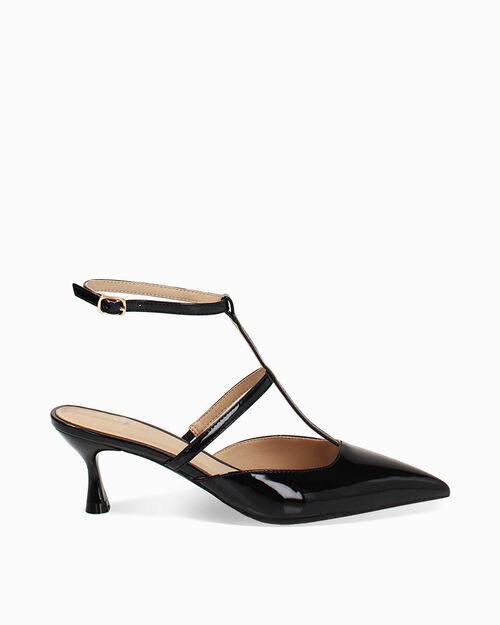 D&eacute;collet&eacute; slingback femme noires avec bracelet, BLACK