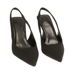 Décolleté slingback nere in lycra, tacco 8,5 cm, Primadonna, 232161201LYNERO036, 002 preview