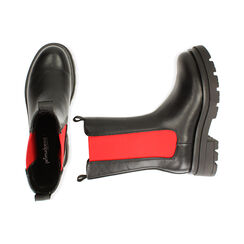 Chelsea boots nero/rossi, tacco 5 cm , Saldi, 180610101EPNERS037, 003 preview