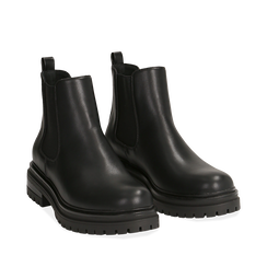 Chelsea boots neri in eco-pelle, tacco 4,5 cm , Scarpe, 140618191EPNERO036, 002a