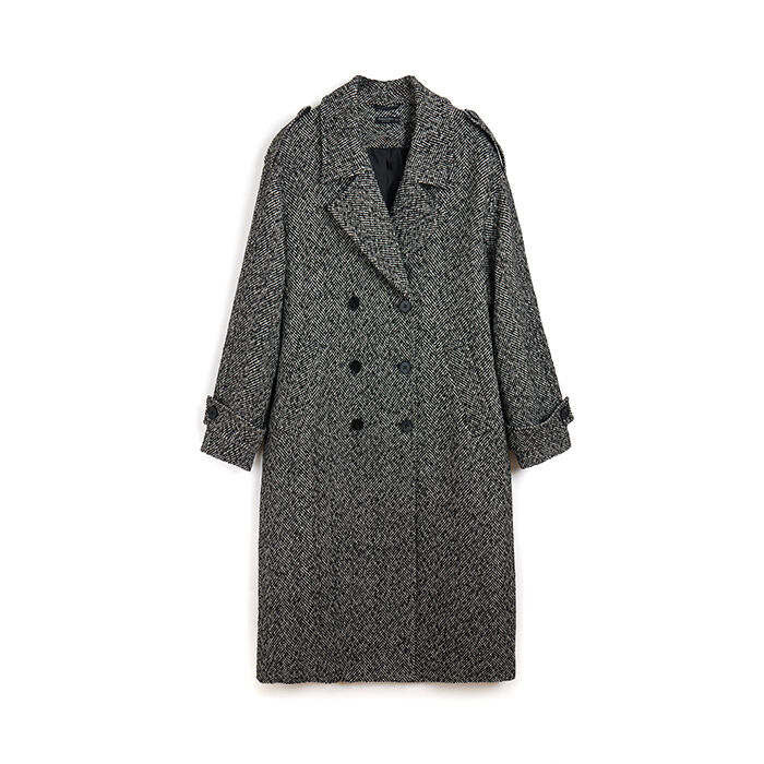 Cappotto nero e bianco spigato, Primadonna, 262006936TSNEBIM