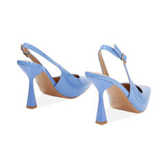 Décolleté slingback donna celesti in vernice, tacco 7,5 cm, Primadonna, 254912902VECELE035, 004 preview