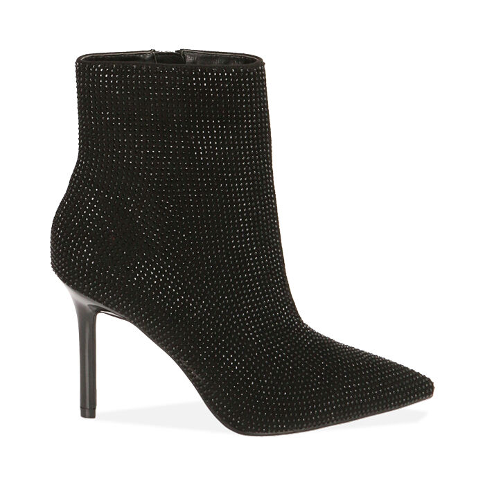 Bottines femme noires avec strass talon 9 5 cm Primadonna Collection