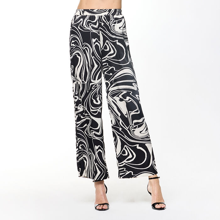 Pantalon femme noir blanc en tissu Primadonna Collection