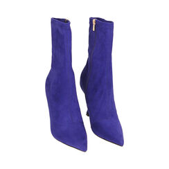 Ankle boots viola in microfibra, tacco sagomato 9,5 cm, Primadonna, 202188214MFVIOL035, 002 preview