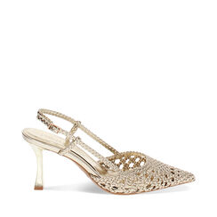 Zapatos slingback para mujer dorados trenzados, Primadonna, 252136310LIOROG035, 001a