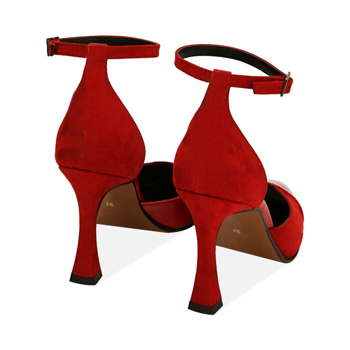 D collet donna rosse con cinturino in vernice tacco 9 5 cm