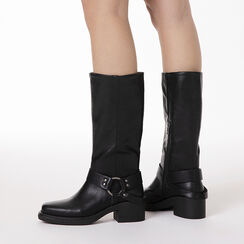 Biker neri con tacco 5 cm, Scarpe, 27P686110EPNERO035, 002a