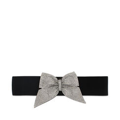 Cintura in tessuto nero-argento con dettagli distintivi, Primadonna, 26B400819TSNEARUNI, 001a