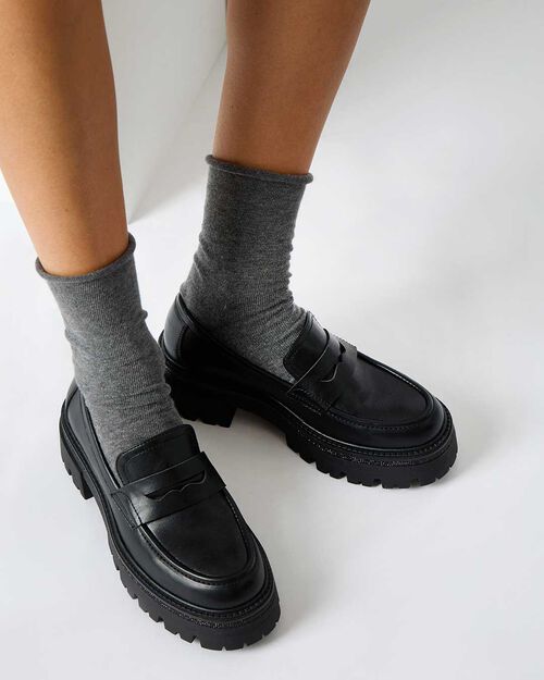 CHAUSSURES POUR FEMMES MOCASSINS SYNTHET, BLACK