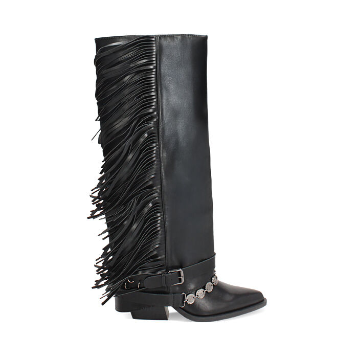 Stivali texani neri con frange, Primadonna, 263073196EPNERO036