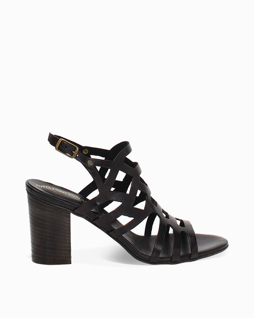 CHAUSSURES POUR FEMMES SANDALE CUIR DE V, BLACK