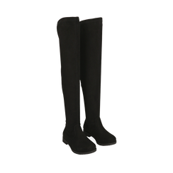 Overknee flat neri in microfibra, Scarpe, 143072210MFNERO036, 002a