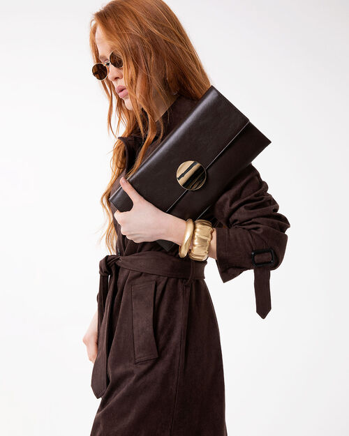 Pochette testa di moro con tracolla removibile, DK BROWN