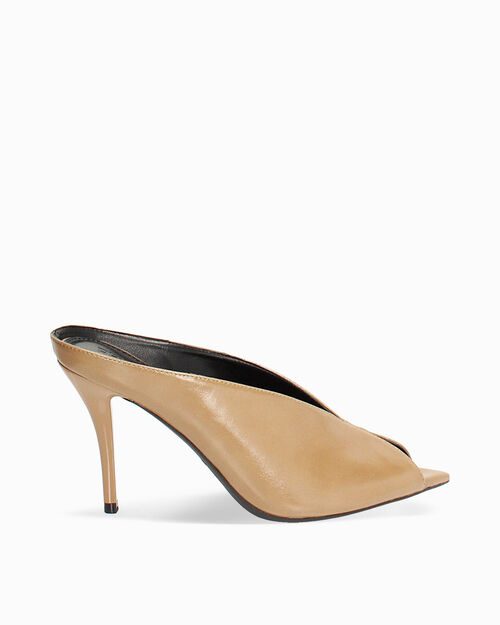 Camel open toe mules heel 9.2 cm, CAMEL