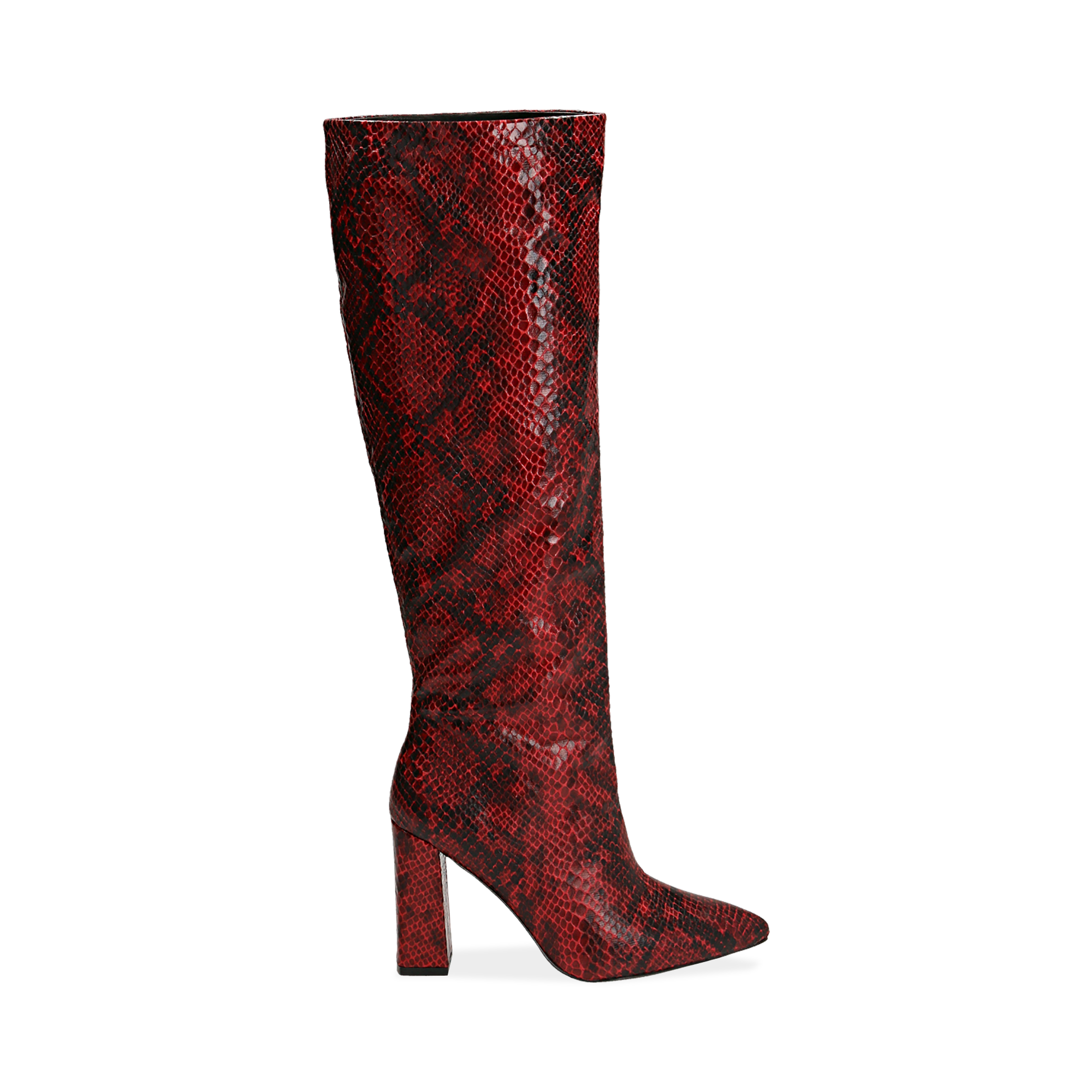 Stivali rossi in eco-pelle stampa pitone, tacco 9,5 cm | Primadonna  Collection