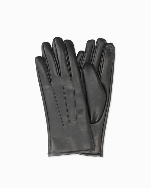 Guantes negros elegantes en material sint&eacute;tico, BLACK