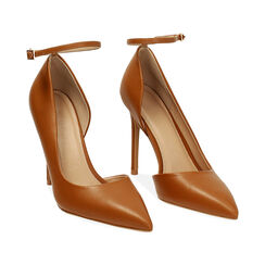 D&eacute;collet&eacute; donna cognac con cinturino, tacco 11 cm, Primadonna, 252102021EPCOGN035, 003 preview