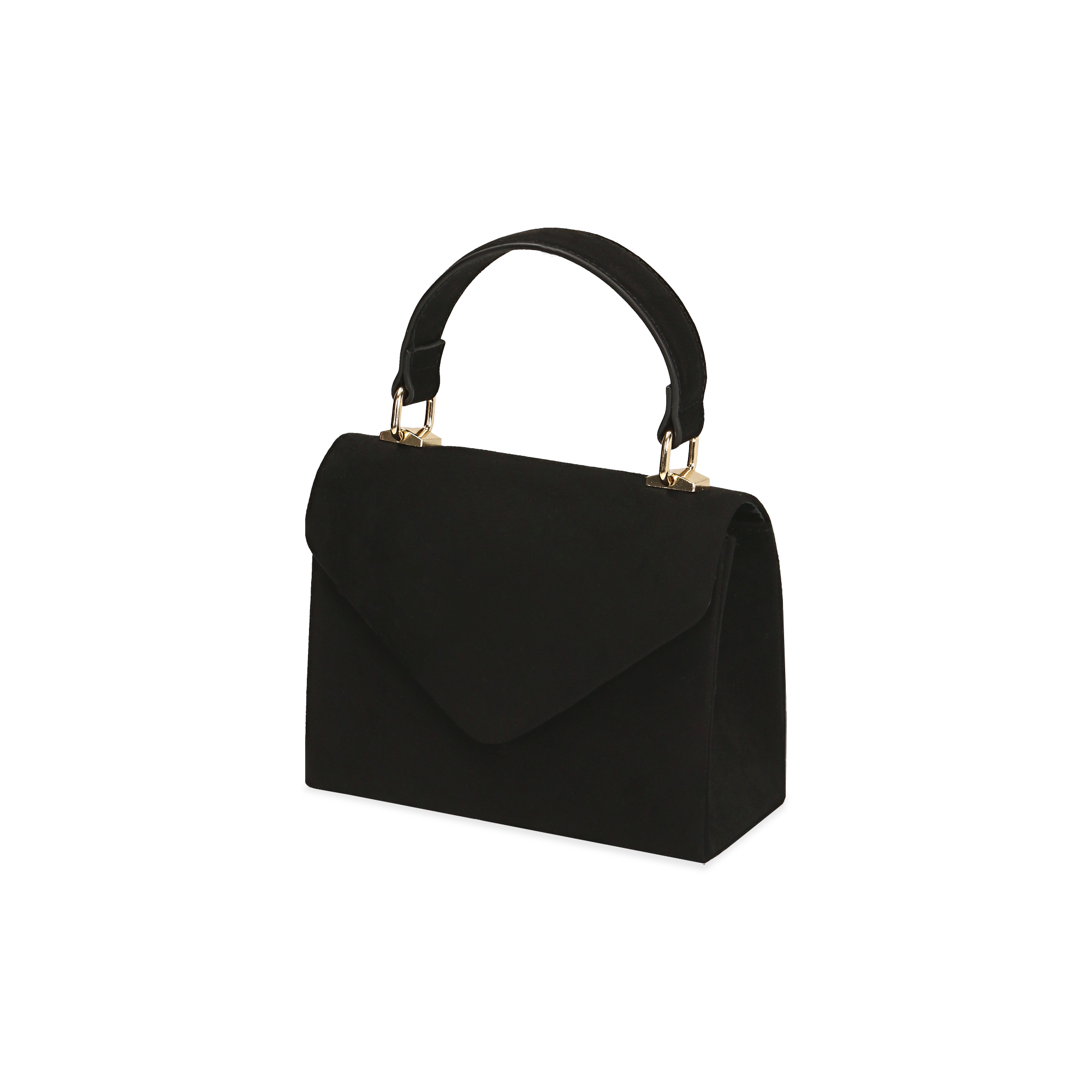 Borsa con manico nera in microfibra