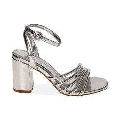 Sandali laminati argento, tacco 7,5 cm, Primadonna, 212152924LMARGE035, 001 preview
