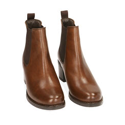 Chelsea boots cognac in pelle, tacco 6 cm , Primadonna, 20L923043PECOGN039, 002a
