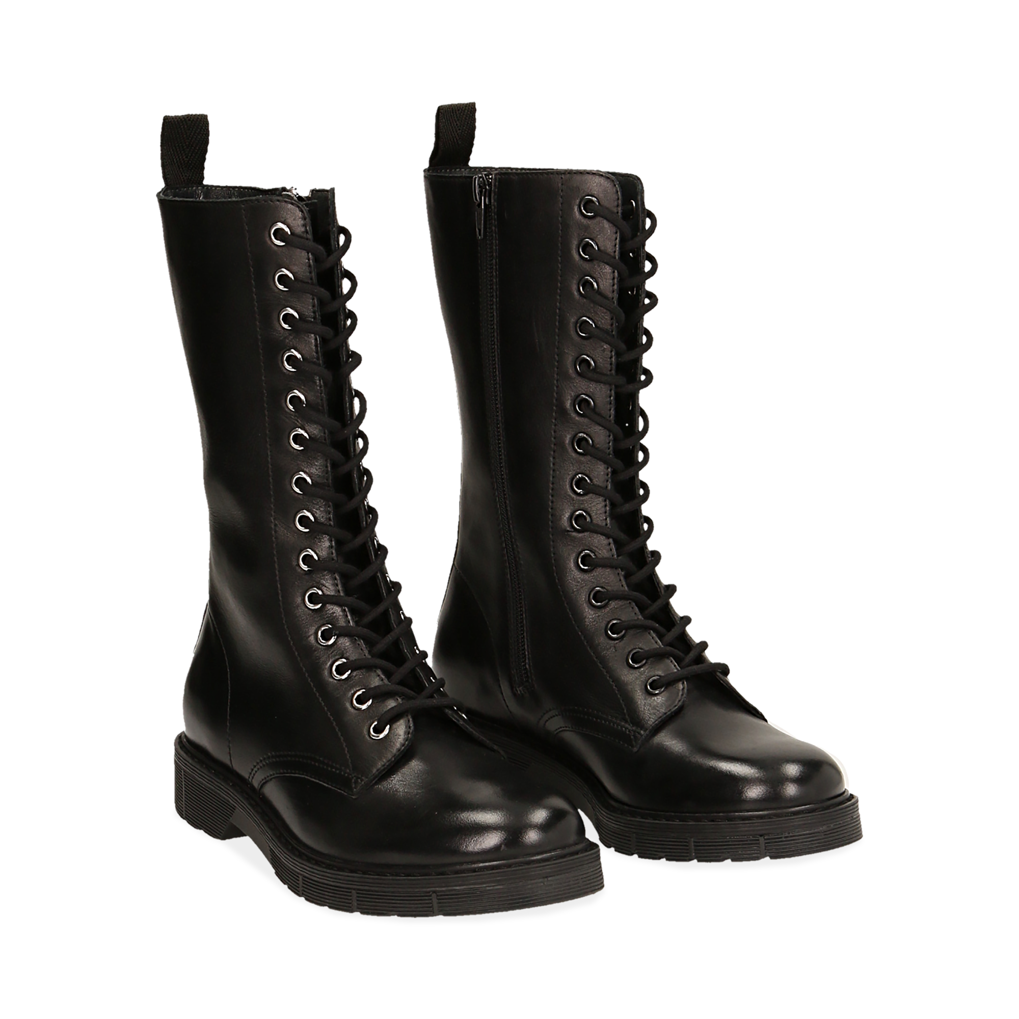 Anfibi con gambale medio neri in pelle | Primadonna Collection